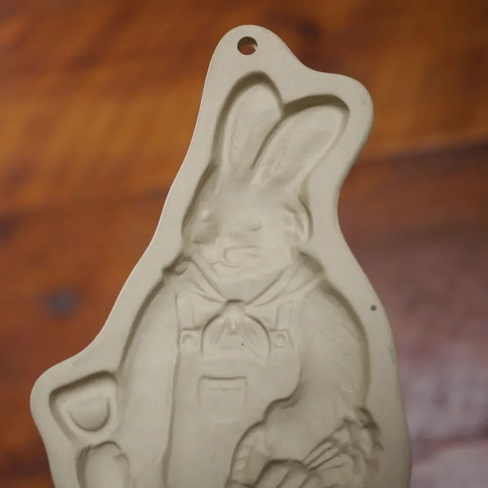 Genuine Vintage 1992 BROWN BAG Cookie Art Mold Easter Bunny Farmer Rabbit